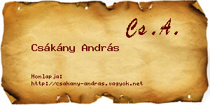 Csákány András névjegykártya